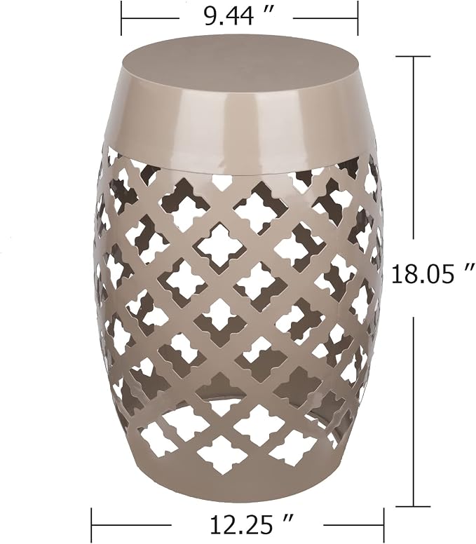 Vipush Outdoor Lace Cut Iron Side Table,Patio Garden Stool Coffee End Table Nightstand for Small Spaces,Living Room,Front Porch,Poolside,Brown