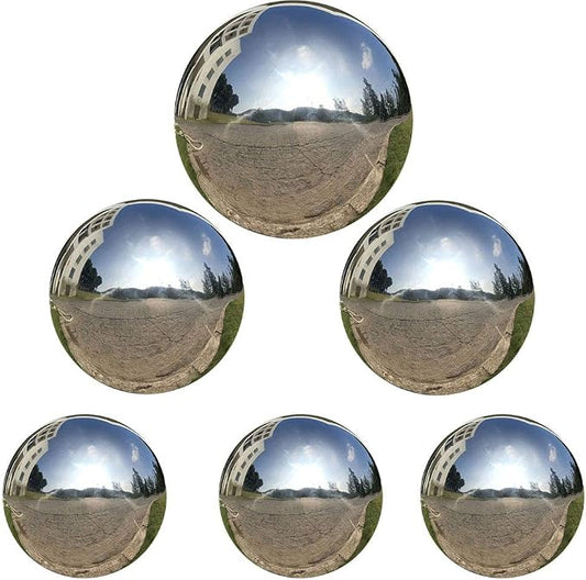 6pcs Gazing Ball 2.36/3.15/3.93 in,Seamless Silver Stainless Steel Polished Reflective Smooth Mirror Garden Sphere Globe,Props of Photography,Colorful Addition to Any Garden Home