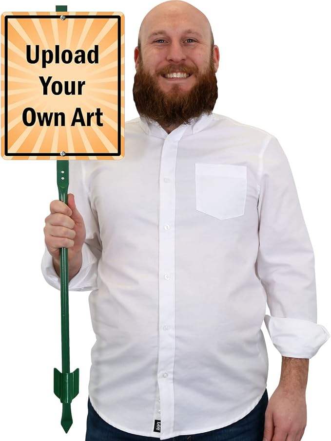 SmartSign 12" x 10" Fully Custom Yard Sign with 3 ft Stake Upload Your Art, Personalized Reflective Metal Lawn Sign Post for Outdoor, Driveway, 40 mil Laminated Aluminum, Set of 1