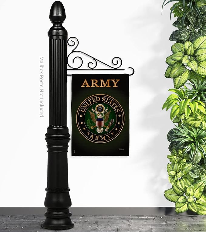 Army Burlap Garden Flag - Set Wall Holder Armed Forces Rangers United State American Military Veteran Retire Official - House Decoration Banner Small Yard Gift Double-Sided Made in USA 13 X 18.5