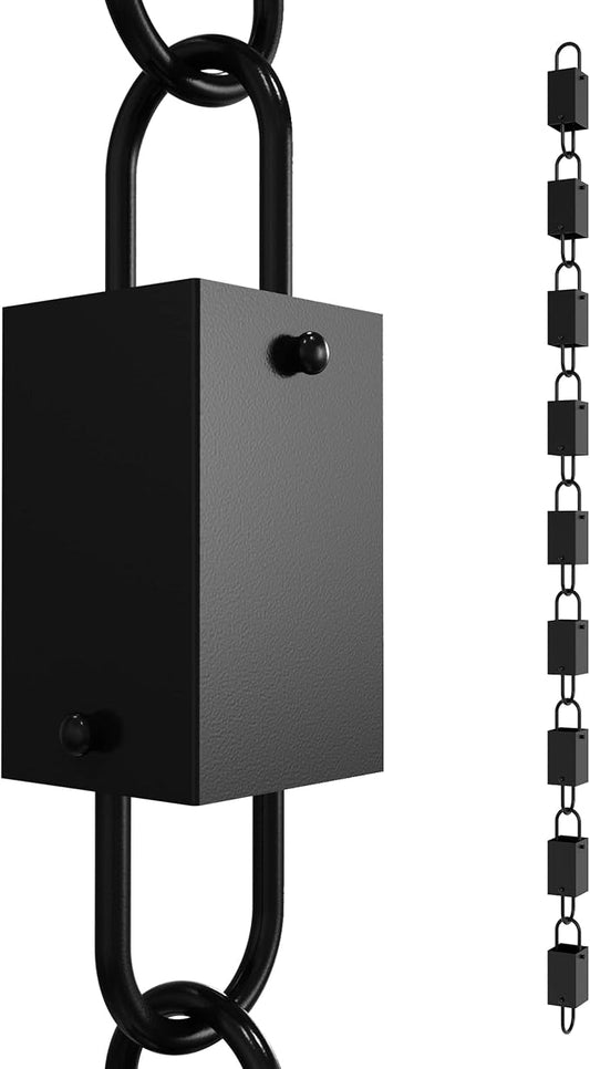 Rain Chains Direct Square Link Rain Chain Extension, 3 Feet in Length, Aluminum, Black Powder Coated, Functional and Decorative Replacement for Gutter Downspouts
