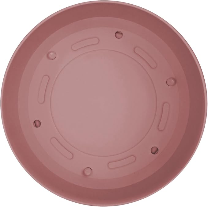 Bloem Mathers 12" Plastic Planter - Modern Indoor Pot with Drainage Holes and Saucer Tray, Dusty Rose