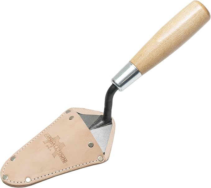 Marshalltown Archaeology Pointing Trowel with Leather Holster, Wood Handle, 5 x 2 1/2 Inch Steel Blade, Heavy-Duty, Assembled in USA, ATH50S