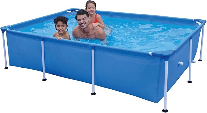 DIMAR GARDEN Above Ground Swimming Pool for Kids Adults, Outdoor Rectangular Steel Frame Swimming Pool for Backyard Lawn Family, 8.5ft x 6ft x 26in