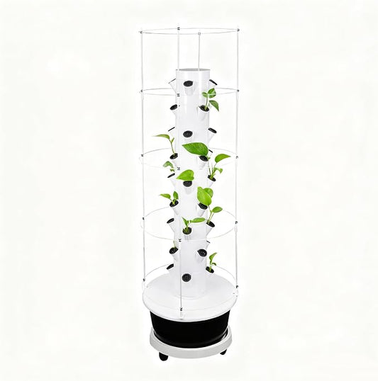 Hydroponics Growing System, 28 Pods Large Vertical Hydroponic Growing Tower with with Climbing Trellis, 9-Tier Indoor Gardening System for Herb Vegetable Fruit(Black)