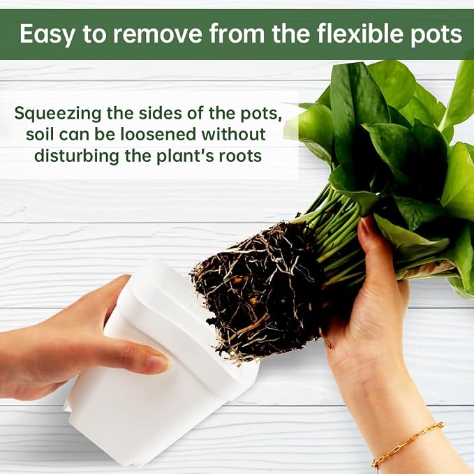 120 Pcs Nursery Pots 3.5 Inch, Plastic Seed Starting Pot with Drainage Holes, Small Sturdy Seedling pots for Planting, Cuttings (White)