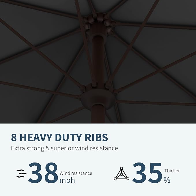 PatioKingdom 11FT Patio Umbrella,Outdoor Umbrella with Push Button Tilt and Crank,Market Table Umbrella with 8 Sturdy Fiberglass Ribs UV Protection