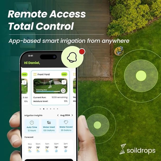 8-Zone WiFi Smart Sprinkler Controller, Indoor or Outdoor Install, IP54 Weather Resistant, App Based Irrigation Timer, Rain Aware Auto Skip, No Required Subscription, Sensor Ready