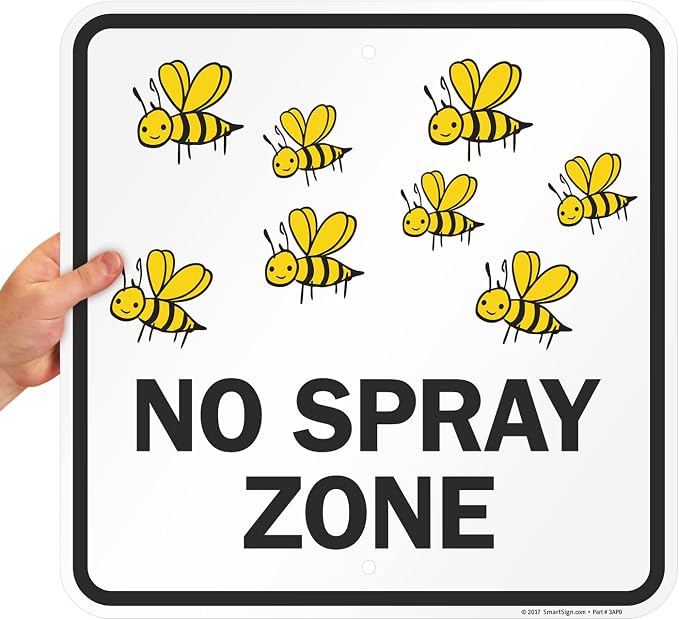 SmartSign 18 x 18 inch “No Spray Zone” Metal Sign with Pre-Cleared Holes, 80 mil Laminated Rustproof Aluminum, Black and Yellow, Made in USA