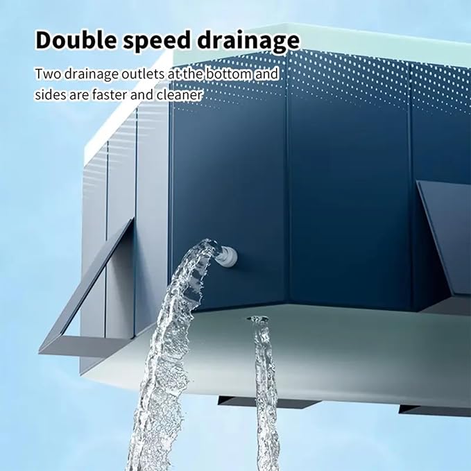 Foldable Pool, Hard Plastic Collapsible Pool, Large Non Inflatable Rectangle Pool Above Ground, Backyard Pool for Adults, Oversized Thickened, Easy Assembly (63.4 Inch)