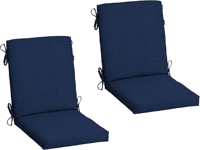 Arden 2-Pack Patio Dining Outdoor Chair Cushions, 20x44, Rain-Proof Seat Pad, Fade-Resistant Outdoor Cushion Sapphire Blue Leala