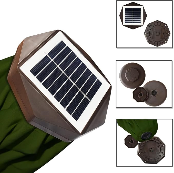 EliteShade USA 10-Year-Non-Fading 9ft Market Patio Umbrella, Commercial Grade Table Sun Umbrella with 80 Solar LED Lights, Crank Open, Windproof & UPF 50+ UV Protection for Garden, Deck, Pool, Backyard, Fern
