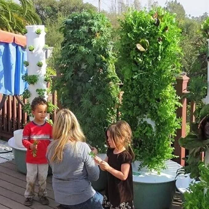 Hydroponic Grow Tower Vertical Aeroponic Tower for Fruits,Flowers,Vegetables 9 Layer 36 Pots Planter with Water Tank and Pump Black