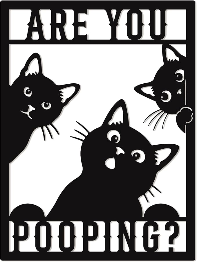 Custom Funny Cat Are You Pooping Metal Wall Art Sign, Personalized Bathroom Humor Decor, Cute Cat Toilet Sign, Quirky Restroom Wall Decor, Funny Gift for Cat Lovers