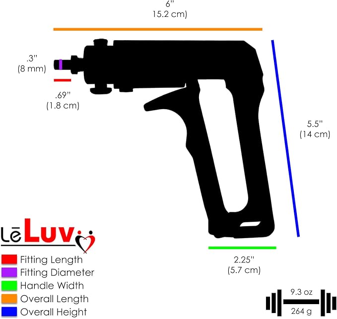 LeLuv Penis Pump Maxi Red Handle + Protected Gauge - Bundle with Clear Hose, Silicone Donut Seal - 12 inch Length x 2 inch Diameter Cylinder