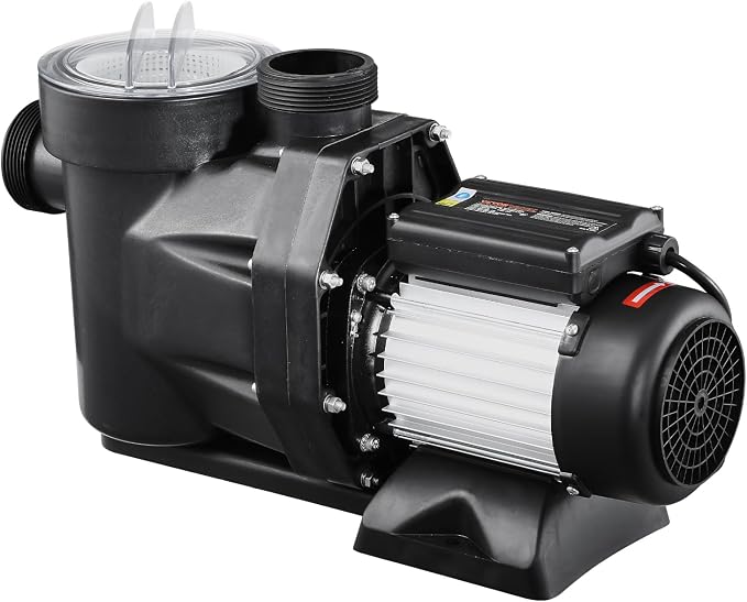 VEVOR In/Above Ground Pool Pump, 2 HP, Self Priming Single Speed Swimming Pool Pump, 220V 3450 RPM 61 ft Max Head Lift with PP Shell Strainer Basket, 122°F Max Water Temp, for Hot Tubs Spas, No Plug