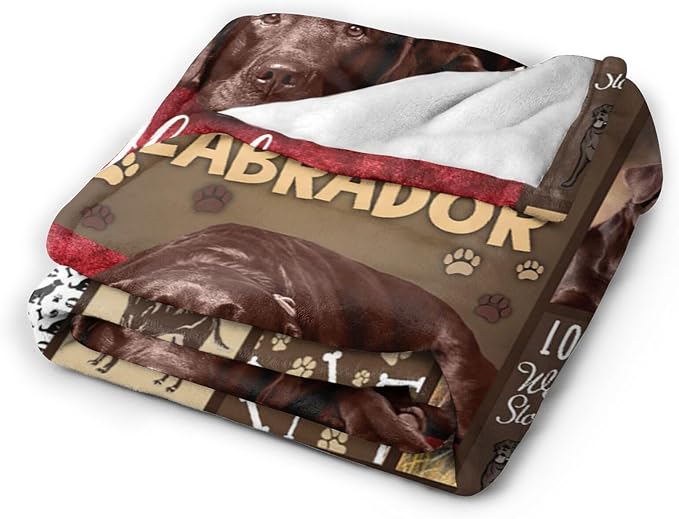 Labrador Dog Throw Blanket Cozy Plush Chocolate Retriever Lover Flannel Fleece Ultra Soft Blankets Lightweight Fuzzy Party Blanket Gifts for Girls Women Men Boys Bed Couch Sofa 80"x60"