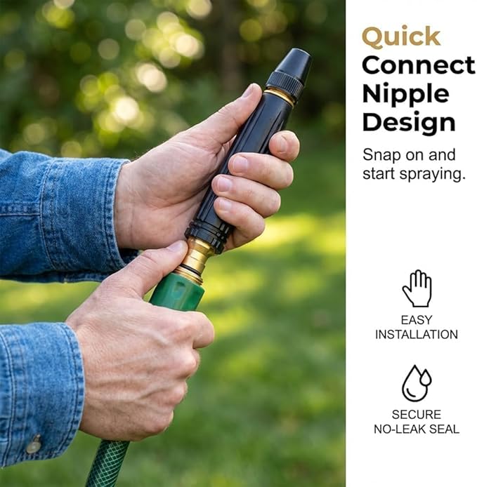 Heavy Duty Adjustable High Pressure Hose Nozzle Suitable for US water pipe sizes 8X Booster Car Wash Water Gun with Jet Mist Shower Spray, Copper Alloy Portable Power Washer for Garden Lawn Watering