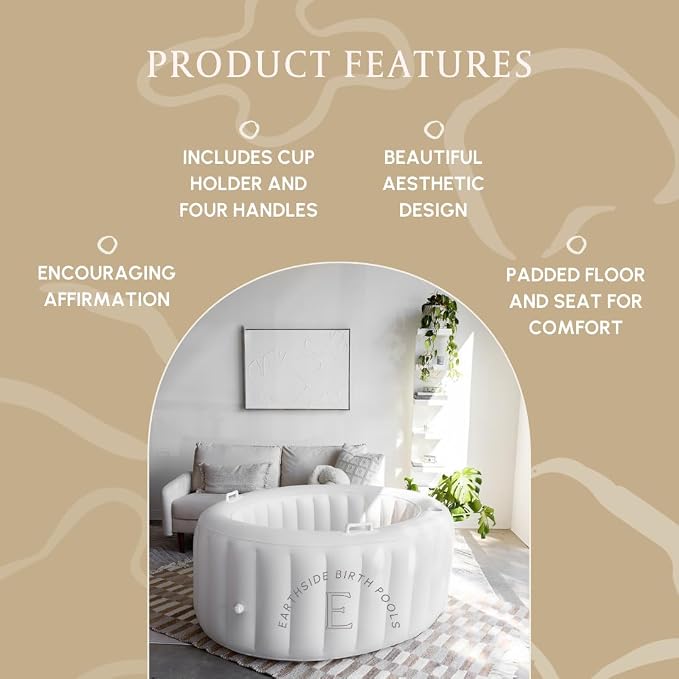 Earthside Birth Pool Comfort for Home Water Birth Kit | Doula & Midwife Approved in Marshmallow White I Portable and Easy to Set up with a Capacity for 127 Gallons