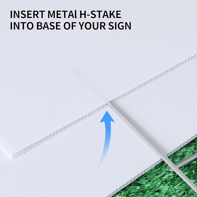 10 PACK 24 x 16 Inches Blank Yard Signs - Waterproof Corrugated Plastic Signs, Blank Yard Signs with Stakes for Gardens, Parks, Warnings, Fairs, Commercials, Garage Sale Signs, Advertising