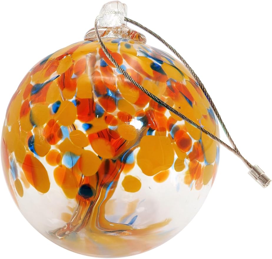 Dale Tiffany Hand Blown Glass, 4" Diameter Aura, Tree of Life Collection, Witch Globe Hanging Garden Indoor/Outdoor Decorative Ornament Gazing Ball