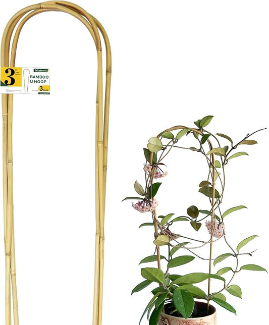 Jollybower Natural U-Hoops Bamboo Plants Trellis 3Ft, Garden Trellis U-Shape for Climbing Plants, Garden Arch Trelli Support for Potted Plants, Vines, Ivy Climbing Plants, Flowers-3 Pack