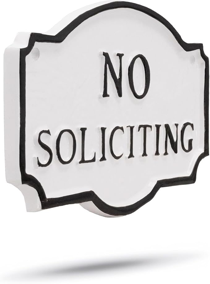 10" x 15" Standard Montague No Soliciting Statement Plaque Sign - White/Black