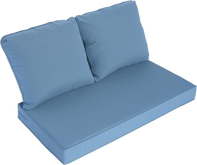 Goodgoods 48 x 24 Outdoor Loveseat Cushion Set, 1000+Hours Fade-Resistant & Water-Resistant Outdoor Furniture Chair Cushions with 35D High-Resilience Foam for Couch, Bench, and Swing, Light Blue