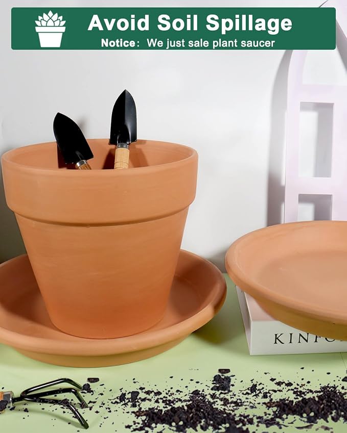 vensovo 11 Inch Terracotta Plant Saucer Pots Tray - 3 Pcs Round Planter Saucers for Indoor & Outdoor Plants, Large Clay Trays Perfect for 10,10.5,11 Inch Flower Pot