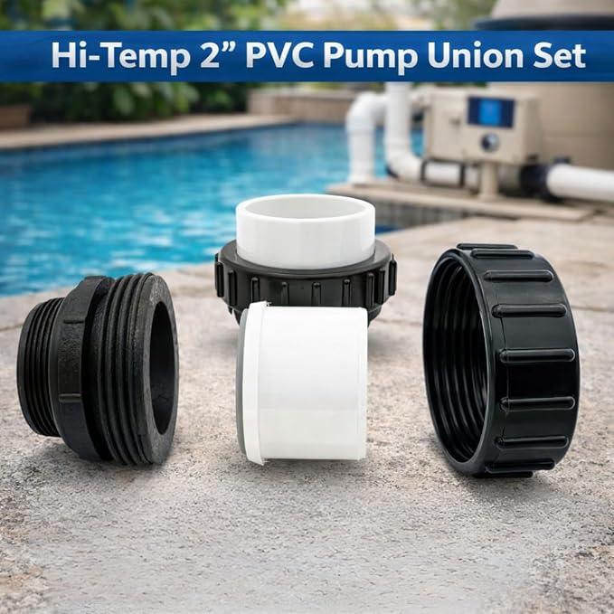 Appaetech | 2-Pack | Hi-Temp 2" PVC Pump Union Set – 2" MIP x 2" Slip Connectors for Pentair WhisperFlo & IntelliFlo Pumps | Heavy-Duty High-Temperature Resistant Pool Plumbing Fittings