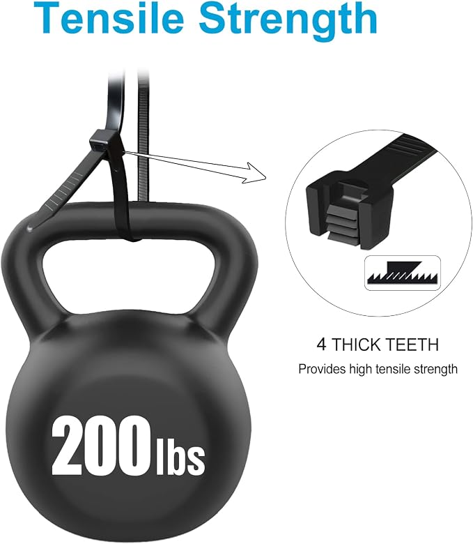 Long Zip Ties Heavy Duty 24 inch, Large Zip Ties with 200 lbs Tensile Strength, Big Cable Ties, Black, 250 Pack, by GAIIAN
