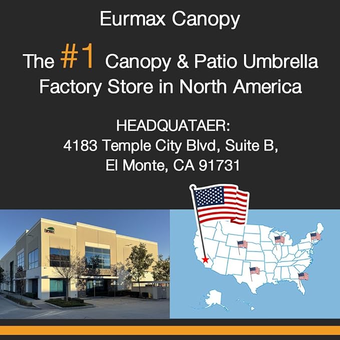 Eurmax USA 10-Year-Non-Fading 10FT Outdoor Patio Market Umbrella,UPF50+ UV Resistant Sun Shade,Heavy Duty Commercial Grade,Crank Lift Design,Windproof Vented Top for Garden,Pool,Deck,Logo Red