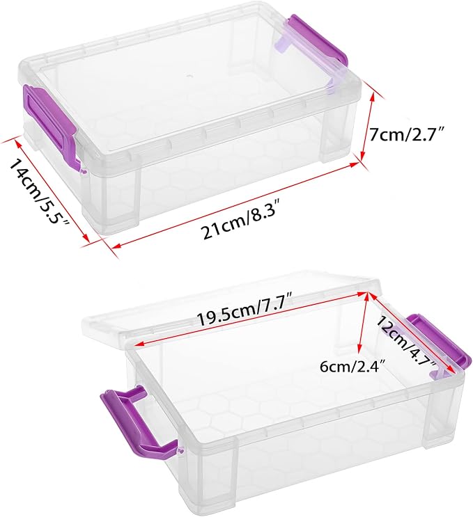 BTSKY 4 Pack Extra Large Plastic Pencil Box Stackable Translucent Clear Pencil Caase Crayon Box Set, Marker Organizer Art Supply Storage Organizer for Gel Pens Pencils Erasers Tape Markers etc(Purple)