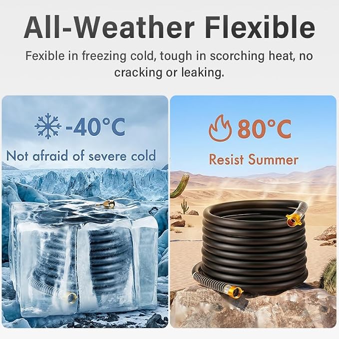 Garden Hose 5/8" x 10ft 4-Layer Heavy Duty Hose with 800 PSI Burst Pressure – Kink Resistant Flexible All-Weather Outdoor Hose for Yard Car Wash Pets Black