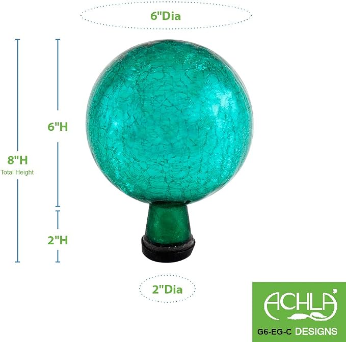 Achla Designs 6-inch Crackle Gazing Globe Ball, Emerald Green
