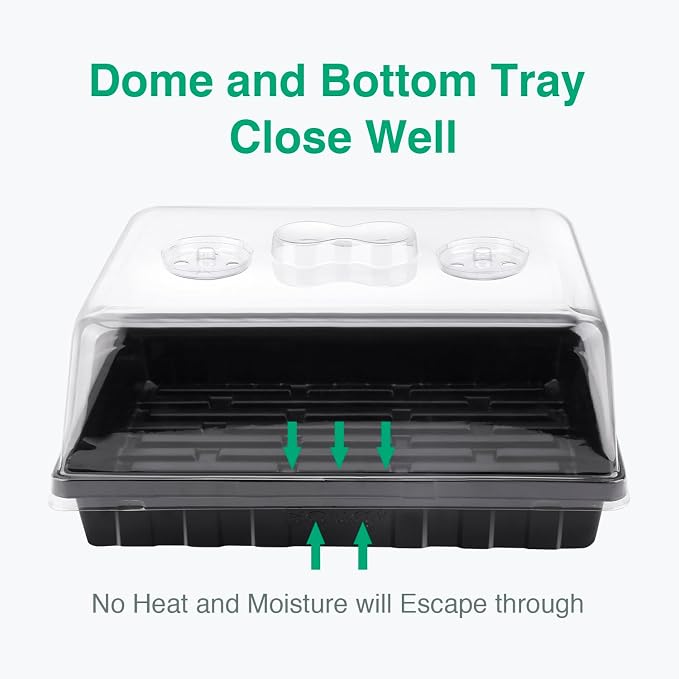 SOLIGT [Thick Plastic] 5-Set Strong Seed Starter Trays with 5" Humidity Domes for Seed Starting, Germination, Seedling Propagation & Plant Growing, Holds 240 Cells in Total