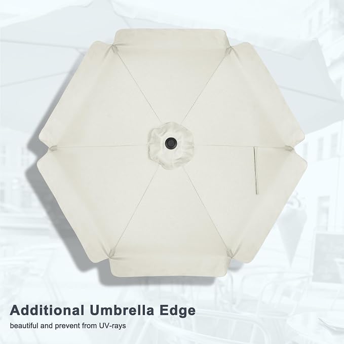 MASTERCANOPY 7.5ft Patio Umbrella with Valance, Crank and Tilt – 6 Ribs Outdoor Market Umbrella, UV/Fade Resistant, Waterproof Canopy with Wind Vent for Garden, Deck, Backyard, Pool (ight Beige)