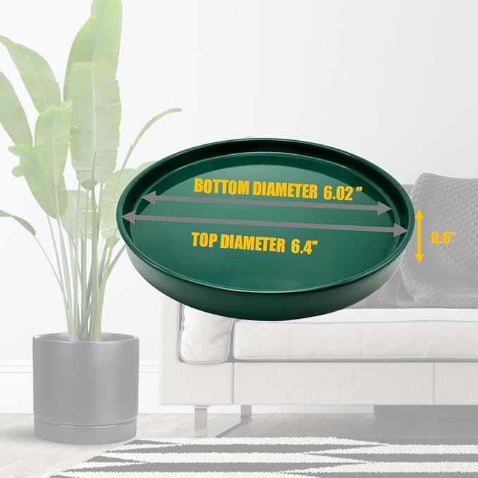 Yukfona Ceramic Plant Saucer Tray 2 Pcs 6.4 Inch Green, 6.4" OD x6.02 ID x0.9 Deep| Fits Flower pots Bottom≤ 6.02", Heavy Duty Glazed Round Planter Drip with Catch Basin for Indoor Outdoor Plants