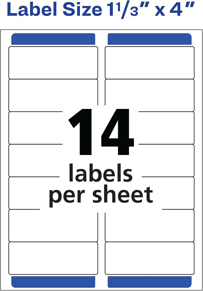 Avery Mailing Address Labels, Laser Printers, 1,400 Labels, 1-1/3 x 4, Permanent Adhesive, 5 Packs (5162)