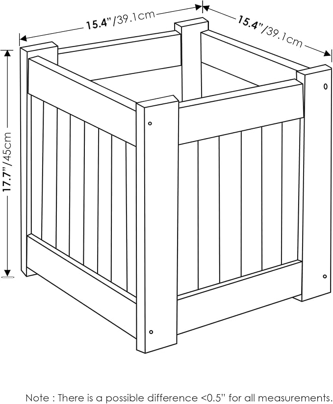 Furinno TIOMAN Planter Box, Hardwood Flower Box, Cube Garden Box, in Teak Oil, Outdoor Indoor, Garden, Patio, Balcony, Light Wood