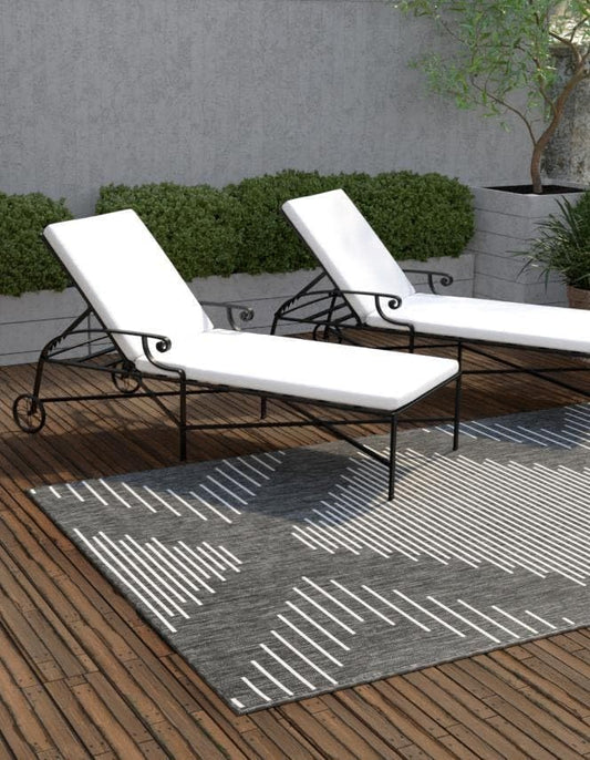 Unique Loom Outdoor Modern Collection Area Rug - Tambor (3' 3" x 5' 3" Rectangle Charcoal Gray/Ivory)
