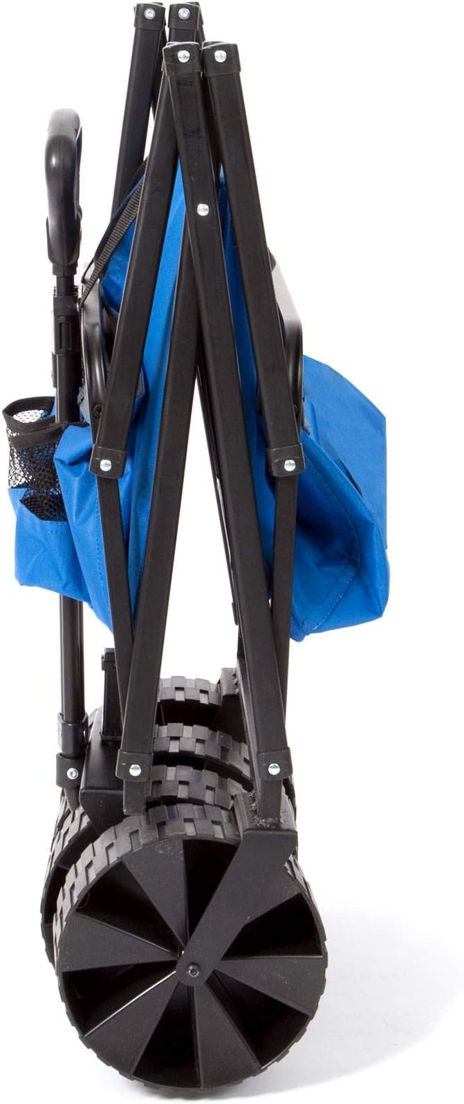 Seina 150 Pound Capacity Heavy Duty Steel Frame Collapsible Folding Outdoor Portable Utility Cart Wagon with All Terrain Plastic Wheels, Blue/Gray