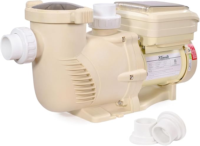 XtremepowerUS SuperFlow Variable Speed High-Flo Pool Pump In-Ground Swimming Pool Energy Efficient 230V, 1-1/2” & 2” Adapter Build-in Timer Control Panel (2.2, Horsepower)