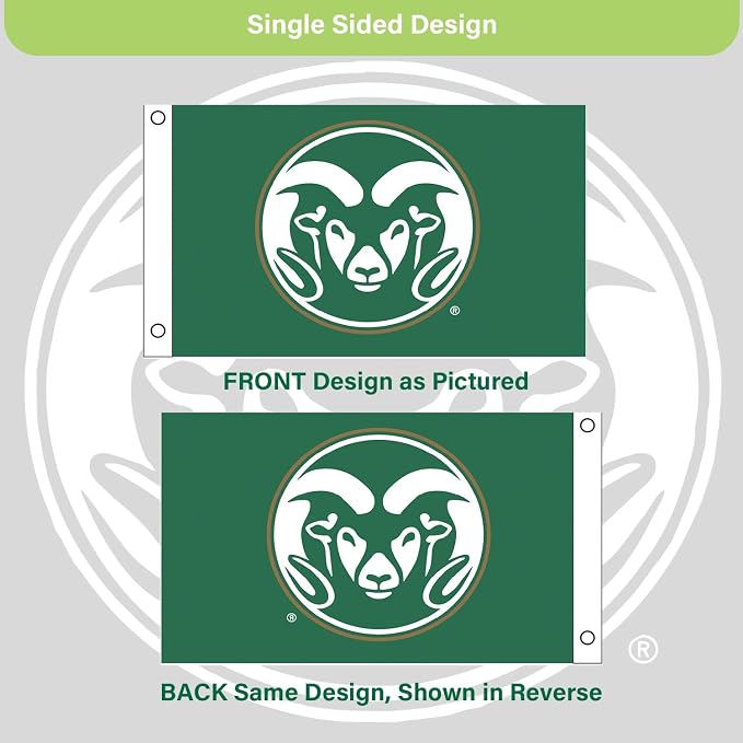 NCAA NCAA Colorado State University Flag with Grommets, 3'x5' CSU Rams Outdoor College Flags & Banners for Garden Patio Indoor Wall Décor