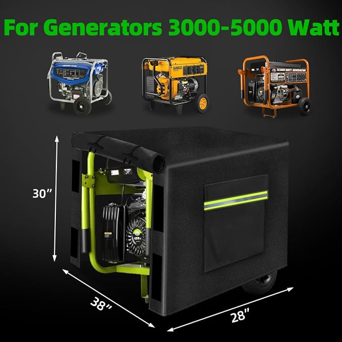 Outdoor Generator Cover While Running, 600D Polyester Waterproof Generator Covers for Outside Fade and Tear Resistant, All-weather Generator Enclosure 38”Lx28”Wx30”H (Black)