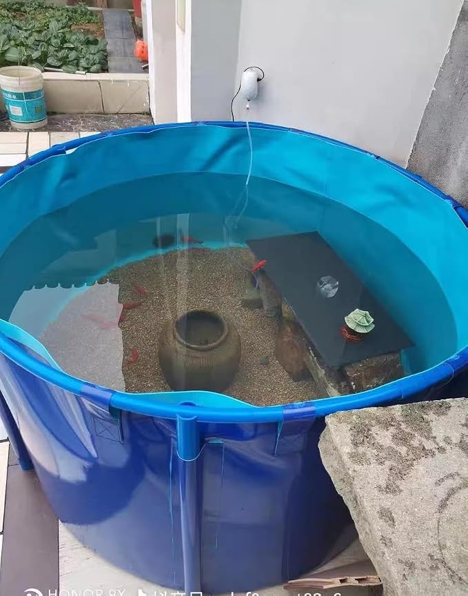 Canvas Fish Pond for Koi Large Collapsible Canvas Plastic Above Ground Pond | Agricultural Irrigation Above Ground Pond for Koi Culture with Durable Brackets 78X39 in(3100 L)
