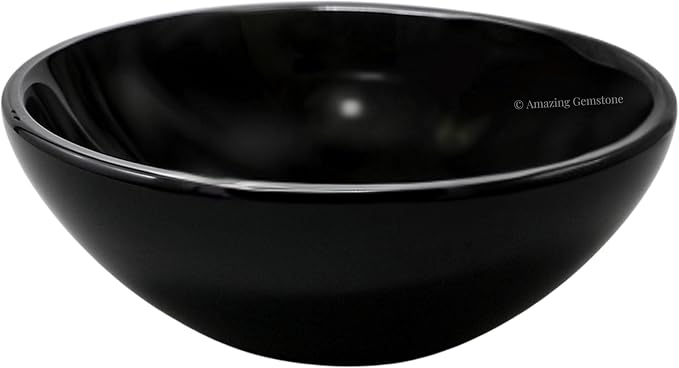 Black Obsidian Crystal Bowl - 3 Inch Decorative Bowls for Room and Home Decor - Gemstone Healing Crystals for Elegant Display, Positive Energy Balance and Gift