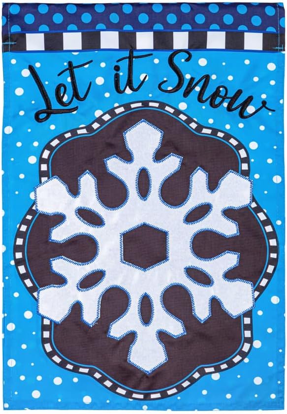 Evergreen Flag Patterned Snowflake Applique Garden Flag | 12x18 Inches Double Sided Christmas Garden Flag for Outside | Weather and Fade Resistant | Outdoor Flag Décor for Home, Yards and Gardens
