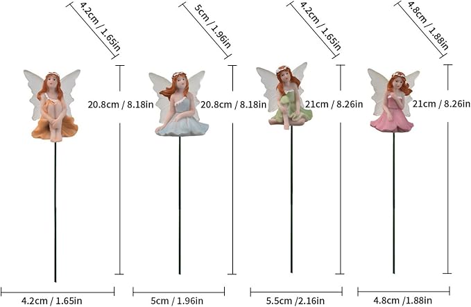 4 PCS Fairy Garden Decor Fairies, Glow in The Dark Yard Sculpture Lawn Ornament Mini Garden Art Outdoor Decor Accessories (4 Glow Fairy)
