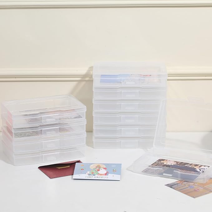 novelinks 24 Pack 4"x6" Photo Storage Boxes and Picture Organizer (Clear) | Photo Organizers and Storage, Task Boxes for Special Education, Picture Box, Photo Storage Containers, Flash Card Holder